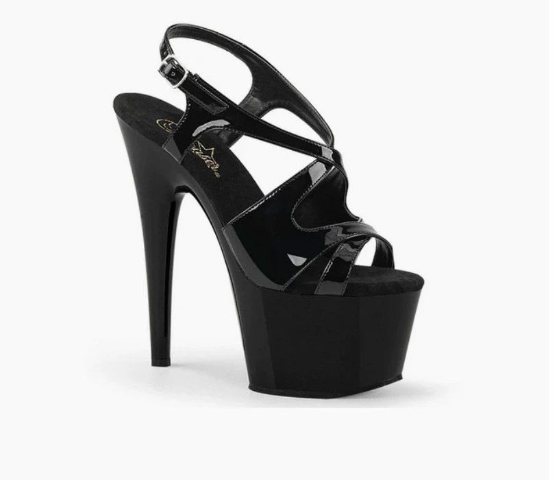 Pleaser Black Patent Platform Sandal 