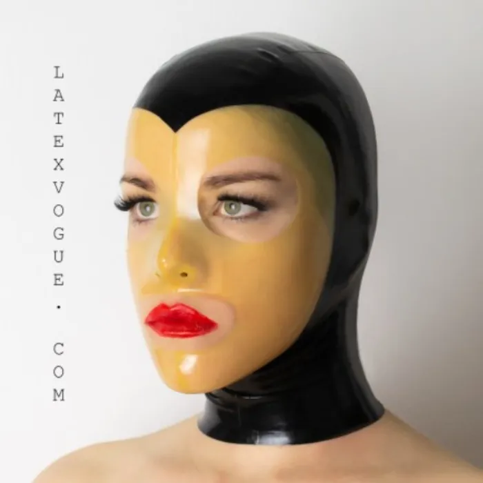 Latex hood with big rounded eye holes - XANDER transparent