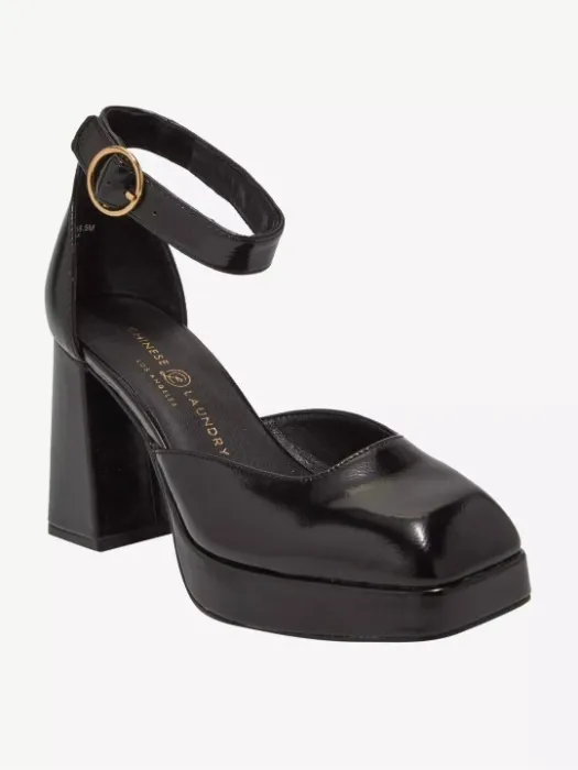 Chinese Laundry Black Oaklen Chunky Heels
