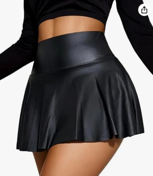 Mini Pleated Leather Skirt