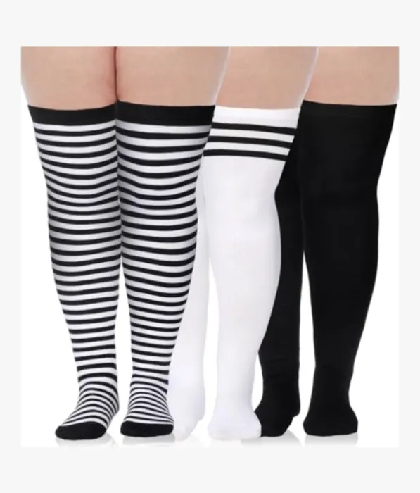 Breathffy 3 Pair Plus Size Thigh High Socks over The Knee for women Plus Size Thick Thighs Stocking for Daily Cosplay Party, White : Amazon.com.au: Clothing, Shoes & Accessories