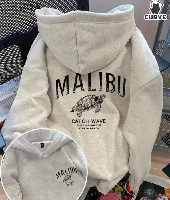 'MALIBU' Letter & Sea Turtle Print Sweatshirt