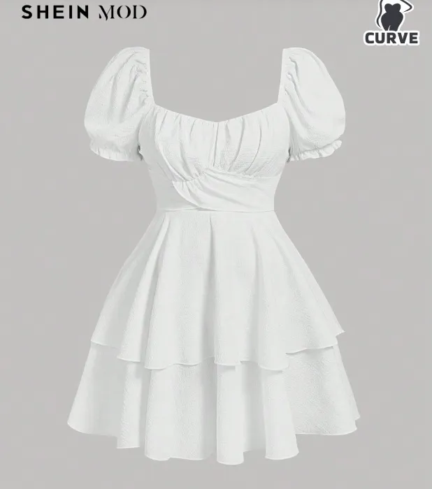 Summer Solid Color Sweetheart Neck Bowknot Tie Back Puff Sleeve