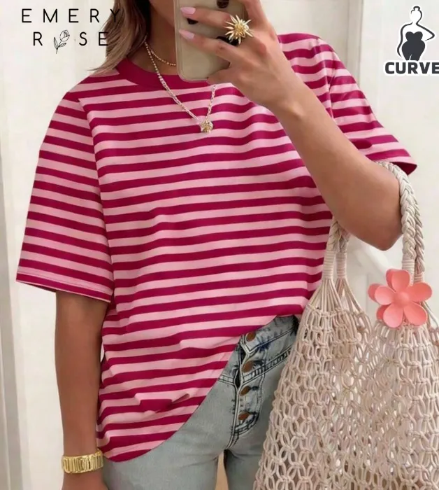 Striped Round Neck Casual Short Sleeved T-Shirt
