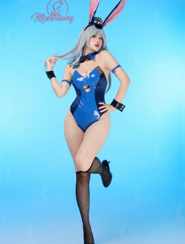 Bunny Police Officer Costume Lingerie Set Bunny Girl Heart Hollow Bodysuit and Skirt with Headband