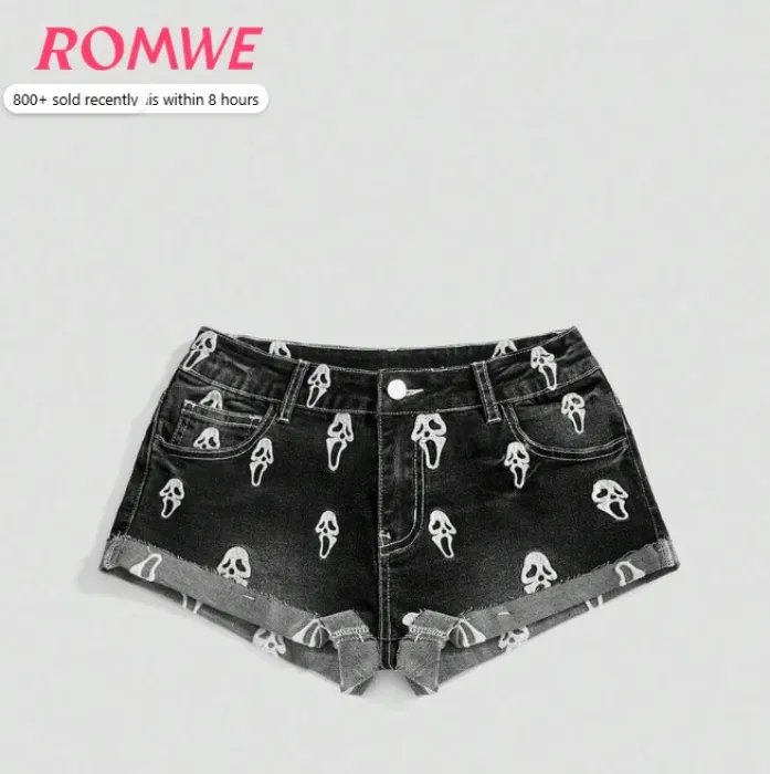 Vintage Punk Goth Low-Rise Denim Shorts
