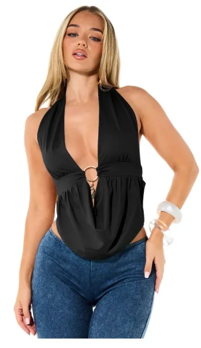 BABYPHAT Deep V-Neck Halter Top