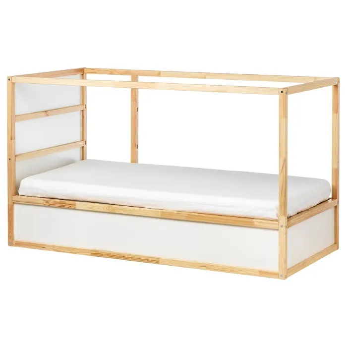 KURA Reversible bed - white/pine Twin