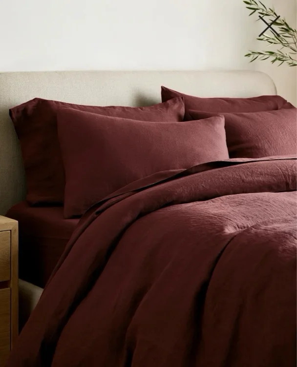 Deluxe Linen Duvet Bundle | Quince in Burgundy