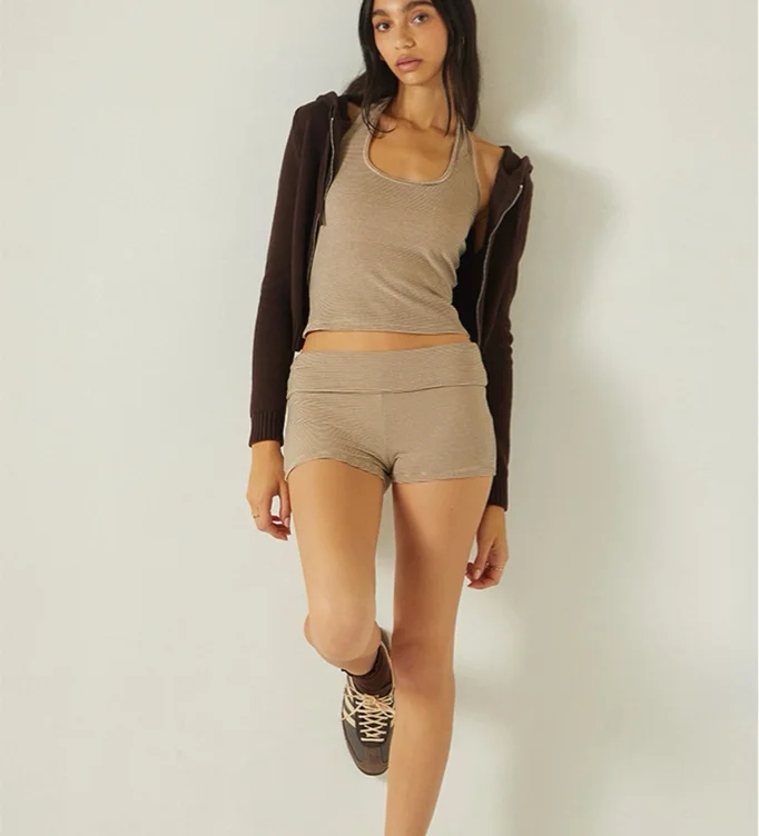fold-over knit shorts