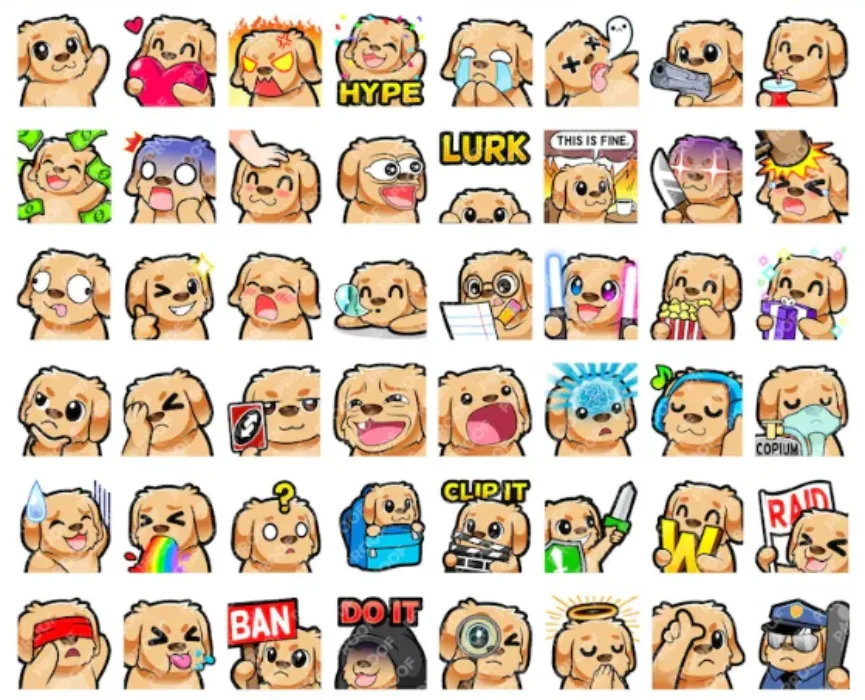 Golden Retriever Emotes for Twitch