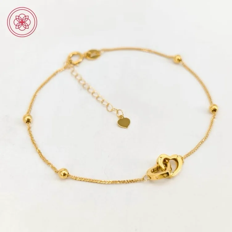 Designer Heart Link Charm Ball Chain Bracelet