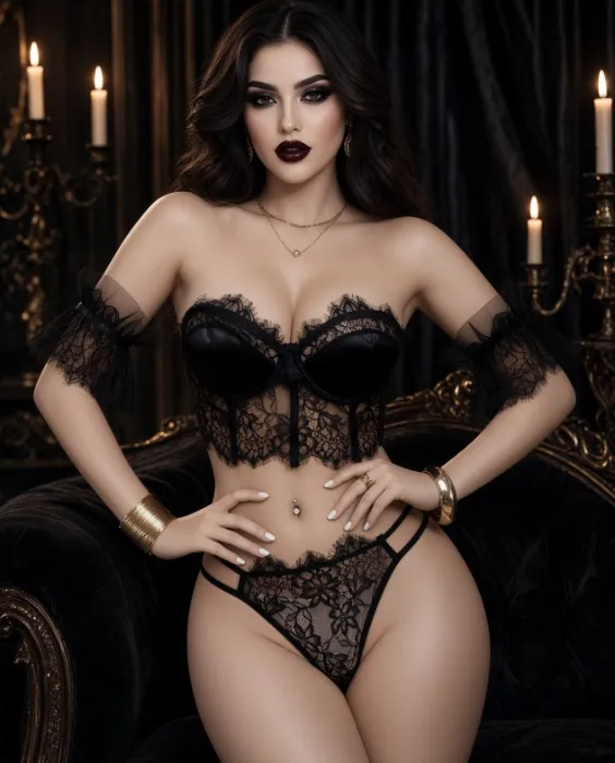 Black lace balconette bra / Lingerie Set with Arm Cuffs