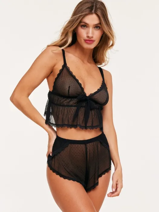 Black Polka Dot Sheer Cami Set