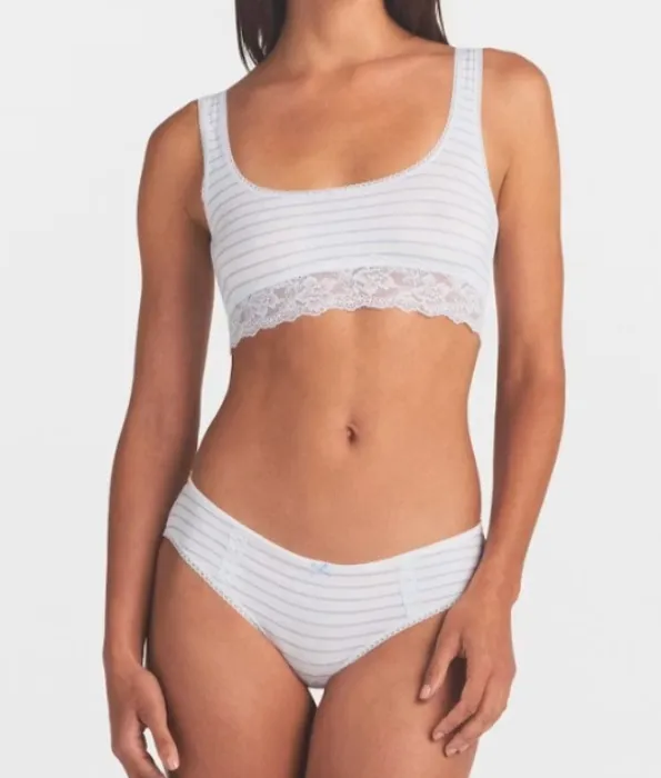 Stripped Lace Scoop Bralette Boy Short Set