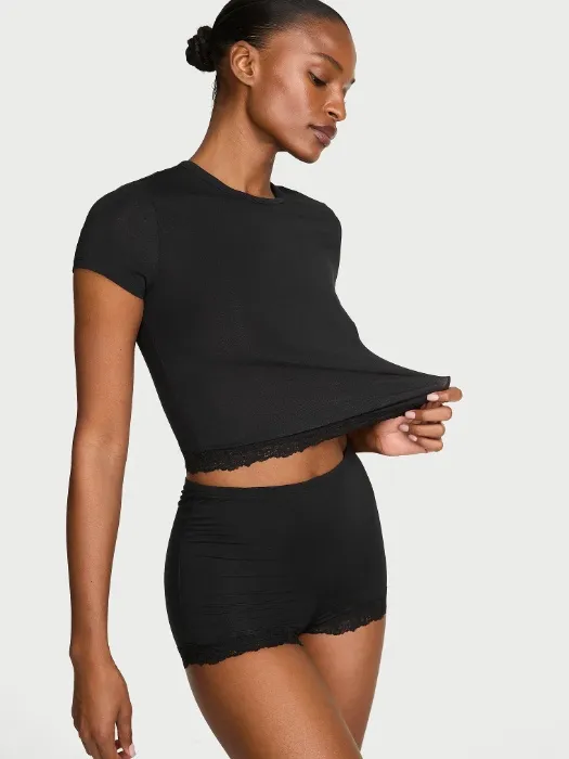 Modal Lace Trim Tee & Short Set