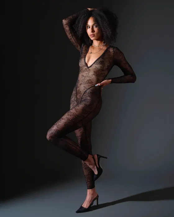 Black Lace Catsuit