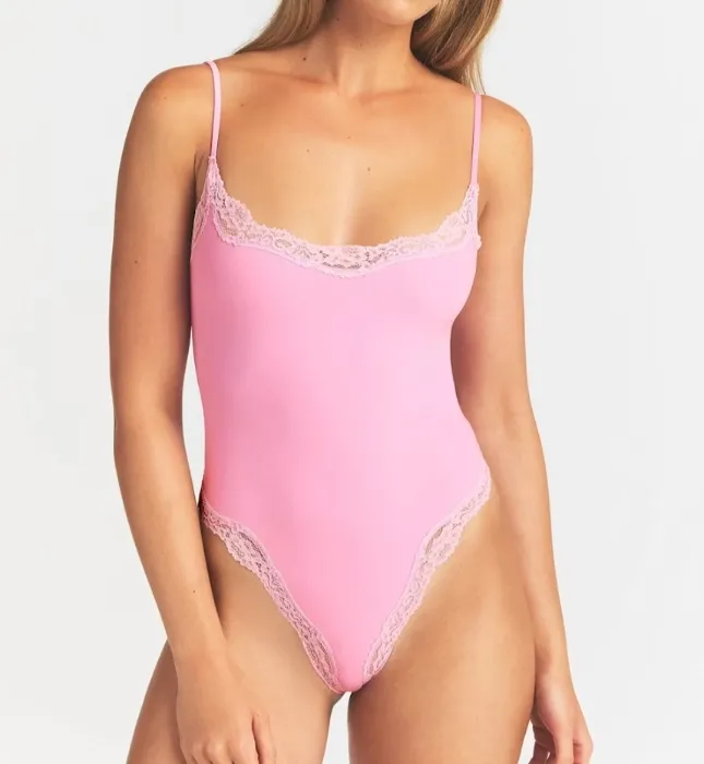 Pink Lace Cami Bodysuit