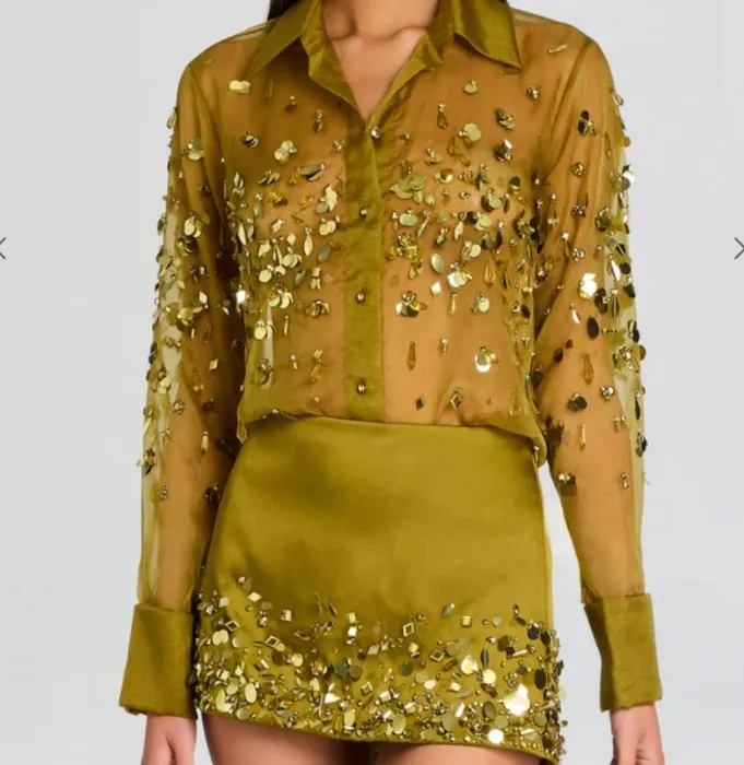 Retrofete Embellished Skirt & Shirt Set