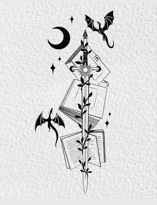 Dragon and book tattoo 