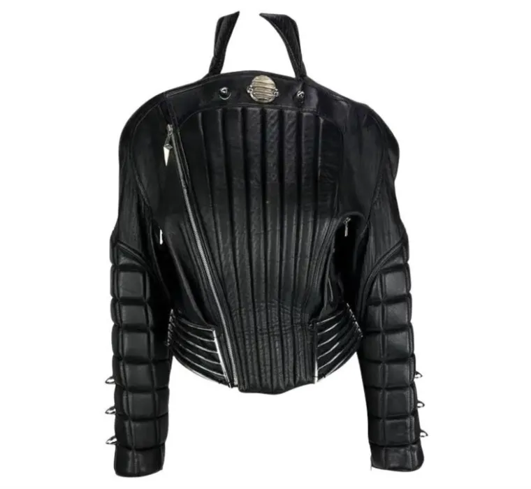 Thierry Mugler F/W 1989 Hiver Buick Sculptural Chrome Grille Leather Moto 40FR