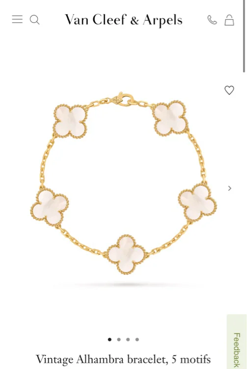 Vintage Alhambra bracelet, 5 motifs 18K yellow gold, Mother-of-pearl - Van Cleef & Arpels