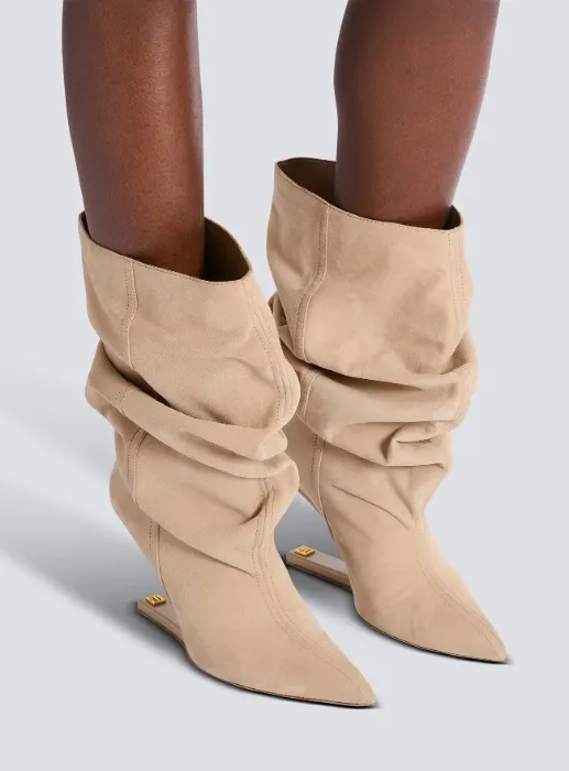 Balmain No-Wedge suede ankle boots