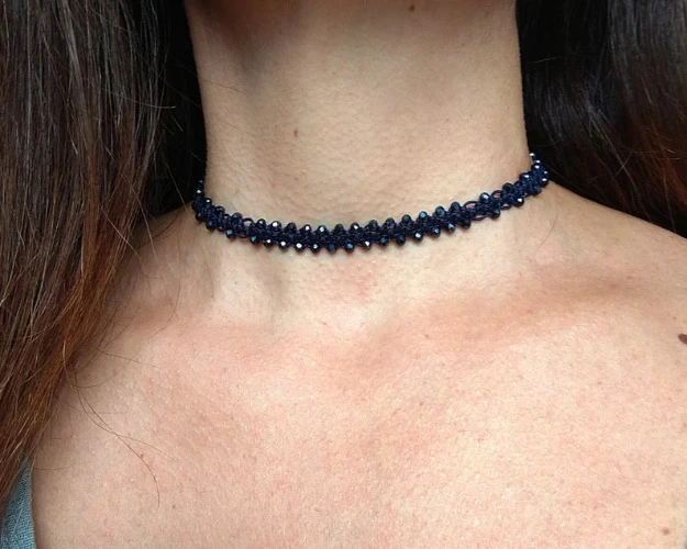 Navy Blue Crystal Necklace