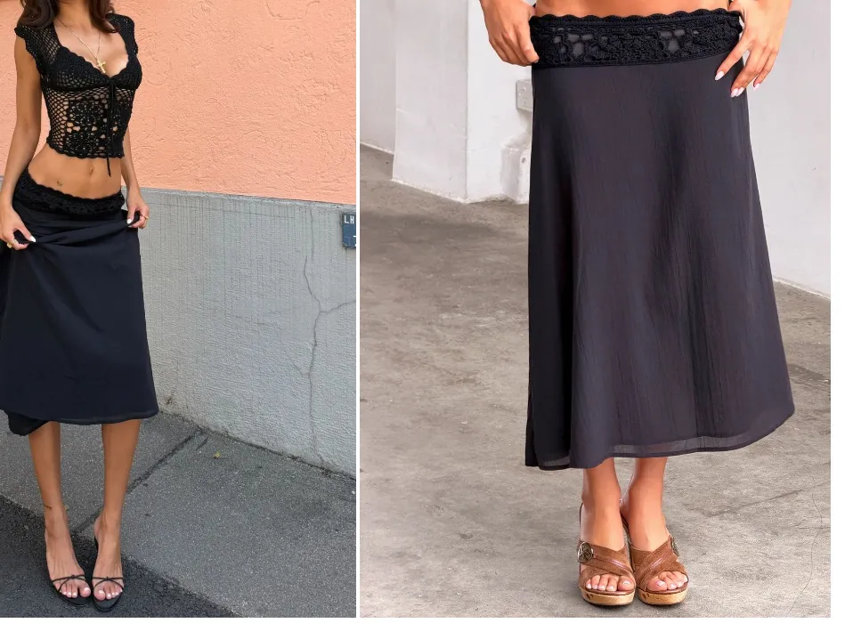 SASHA CROCHET MIDI SKIRT