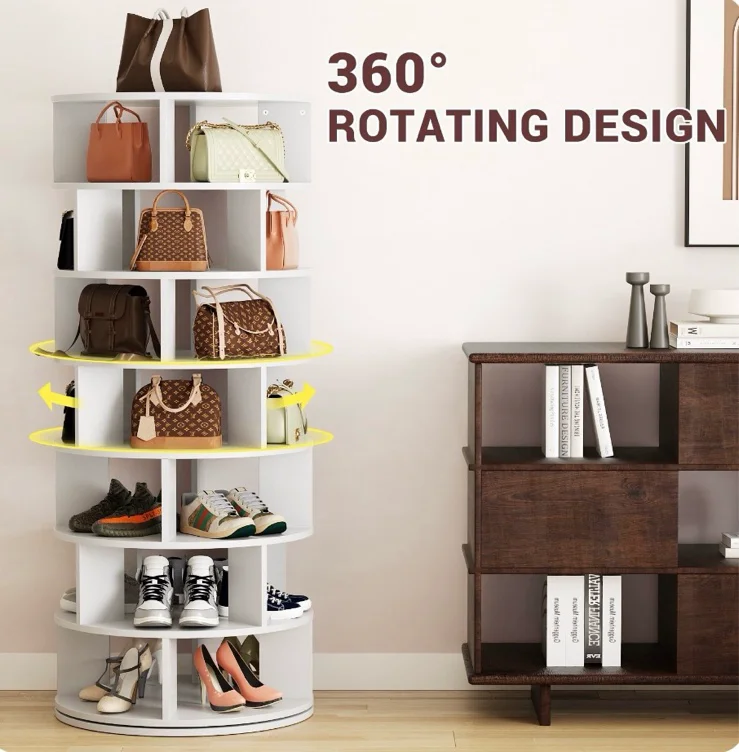 Cimly 7-Tier Rotating Shoe Rack Tower, Spinning Display Shoe Rack Organizer for Closet | 7-Tier / White
