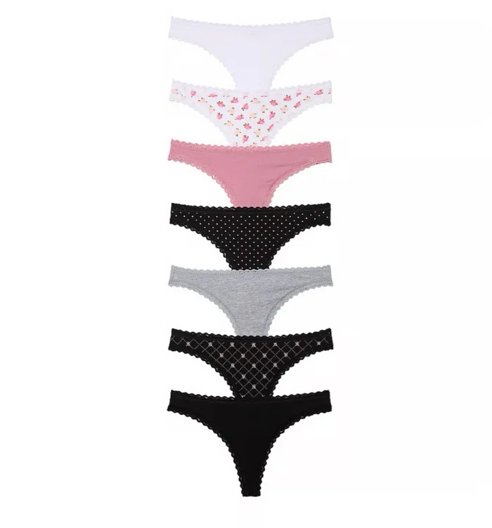 7-Pack Lace-Trim Thong Panties