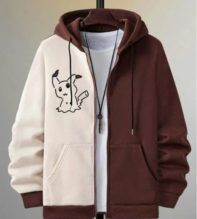 Men's Comic Printed Casual Zip-Up Hooded Jacket