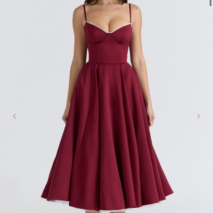 Mademoiselle Wine Satin Tulle Dress