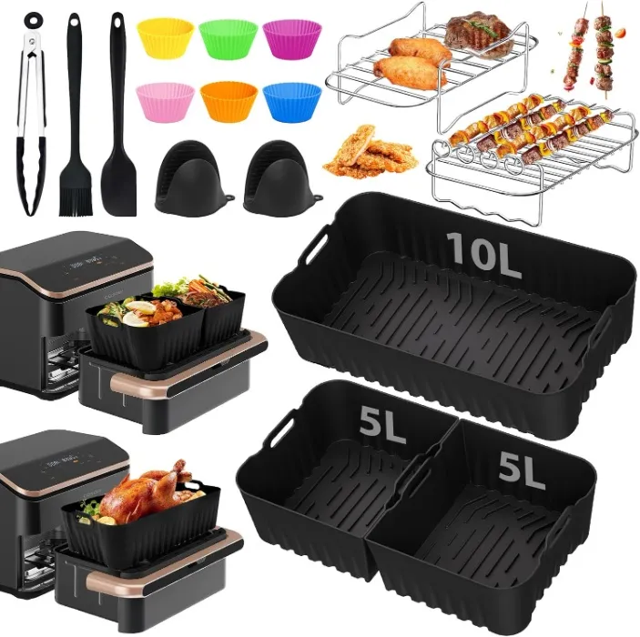 Silicone Air Fryer Mould for COSORI Foodi Flex 10 L Twinfry – 16 Pieces Air | Airfryer Reusable Silicone Mould for Cosori Hot Air Fryer 2 Compartments 10L (1 x 10L & 2 x 5L) : Amazon.com.be: Home & Kitchen
