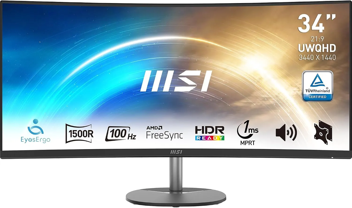 MSI Pro MP341CQ UWQHD Curved 34 Inch Desktop Monitor - VA Panel 1500R, 3440x1440, 100Hz, Eye Comfort, 116% sRGB, HDR Ready, Built-in Speakers, Adjustable Tilt - HDMI, DisplayPort : Amazon.com.be: Electronics
