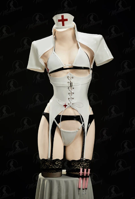 Tifa Derivative Nurse Uniform Lingerie Cosplay Cut Out Bodysuit