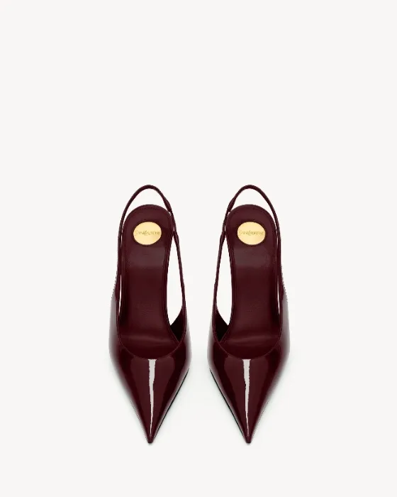P.A.R.I.S. slingback pumps in patent leather Marron Glace 