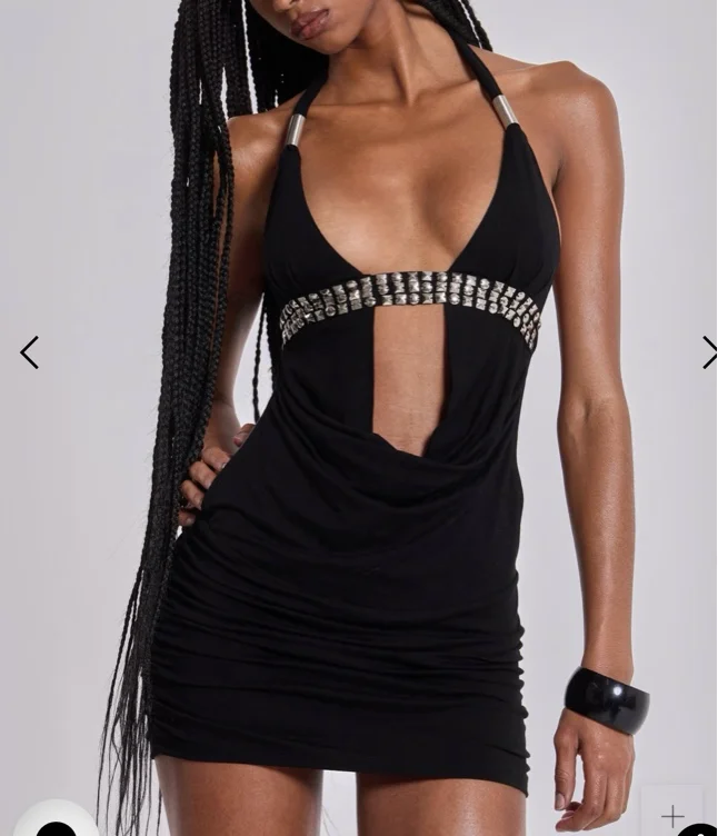 Anora Cut-Out Mini Dress in Black