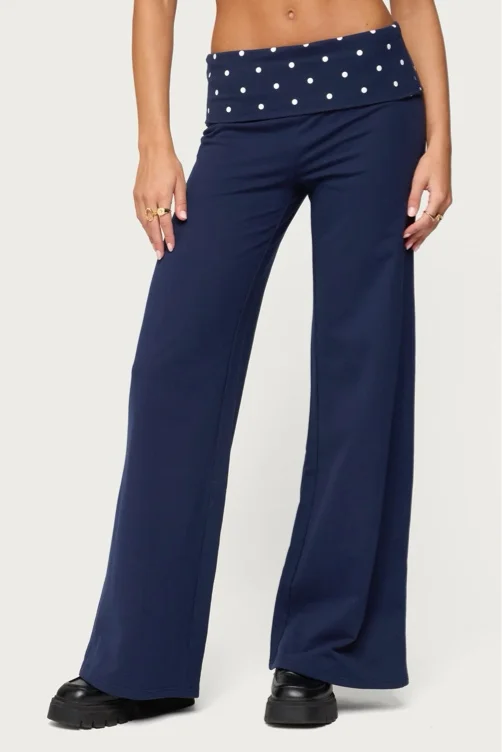 Reeva Polka Dot Foldover Pants