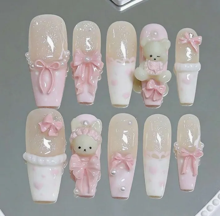 Teddy Press-On Nails