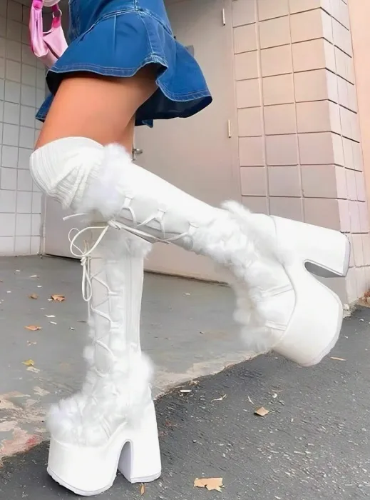 Furry Snow Boots Y2K