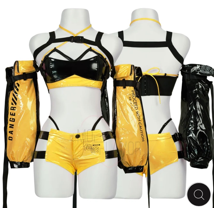 Danger Cyber Cat Outfit | Yellow & Black / Bottom / XS/S