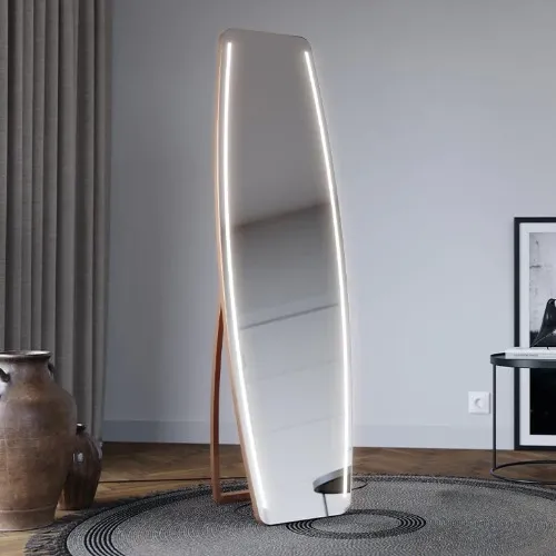 Gabi copper standing mirror with LED lighting