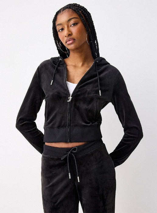 Juicy Couture Diamond logo zippered hood sweatshirt