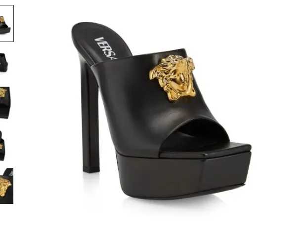 Versace La Medusa Leather Platform Mules