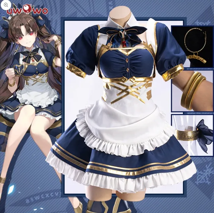 INSTOCK-Uwowo Game Fate/Grand Order FGO Ishtar Maid Figure ver. Cosplay Costume - Set A: S