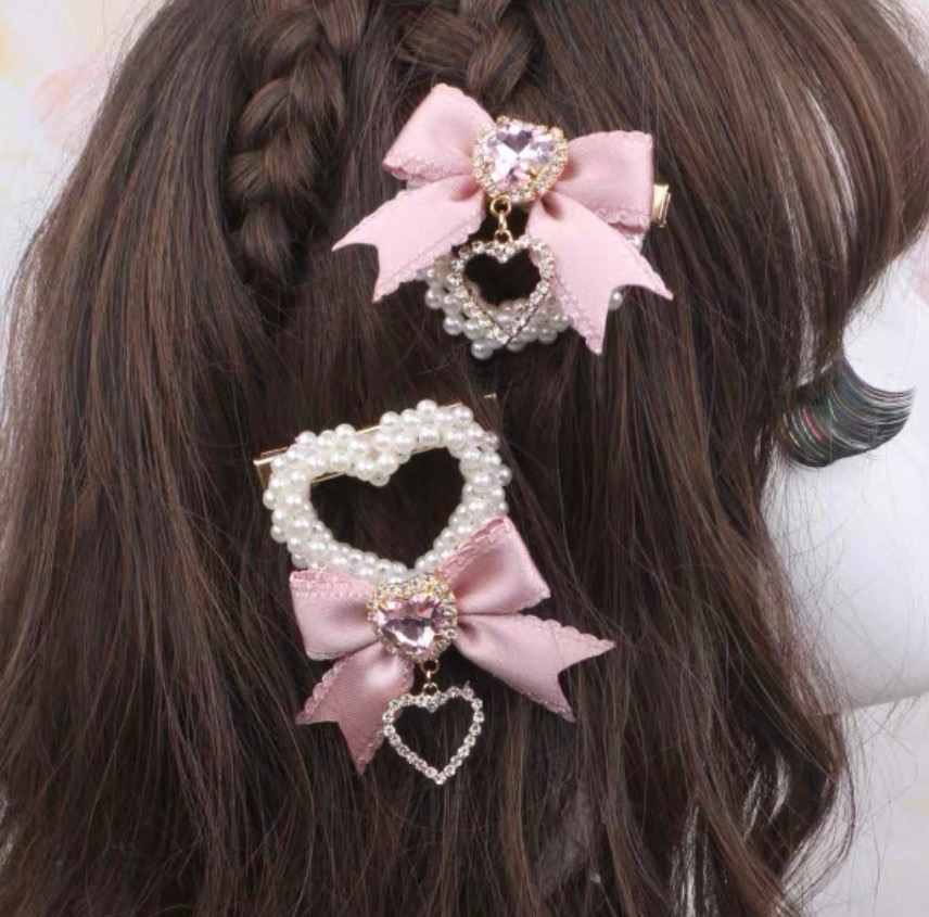 Heart Pearl Hair Clips