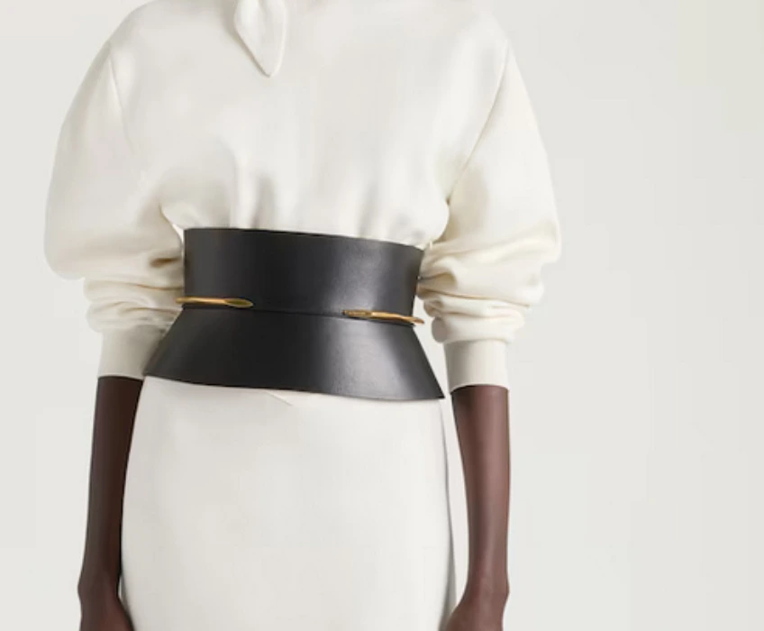 Pinch corset belt in nappa leather