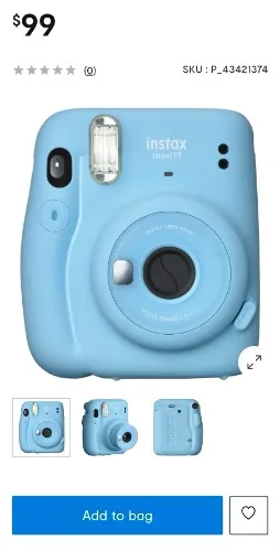 Fujifilm INSTAX Mini 11 Camera - Sky Blue