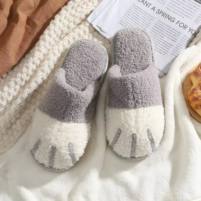Fluffy Cat Paw Slippers